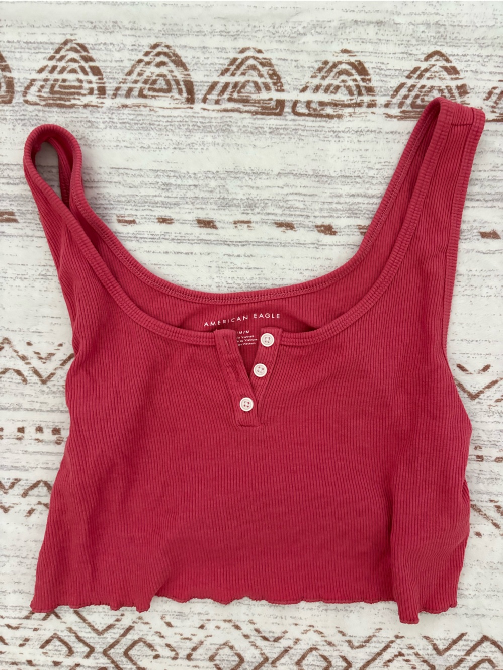 American Eagle Ribbed Button-Front Cropped Tank Top